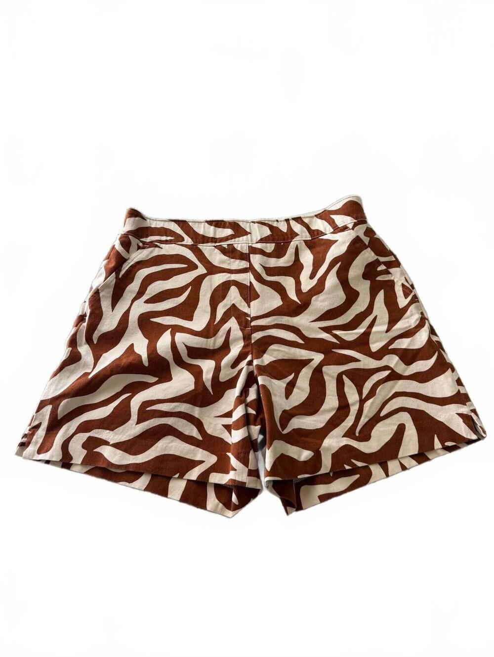 SPANX On The Go Printed Shorts Sz S Clay Zebra Stripe Pull On High Rise Stretch